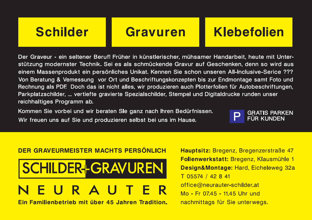 Neurauter - Schilder und Gravuren, Vorarlberg